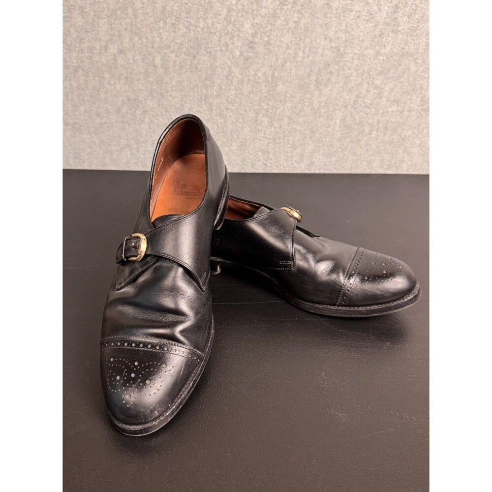Allen Edmonds Dress Shoes Mens 11 D Black Hillsboro Leather Cap Toe Monk Strap